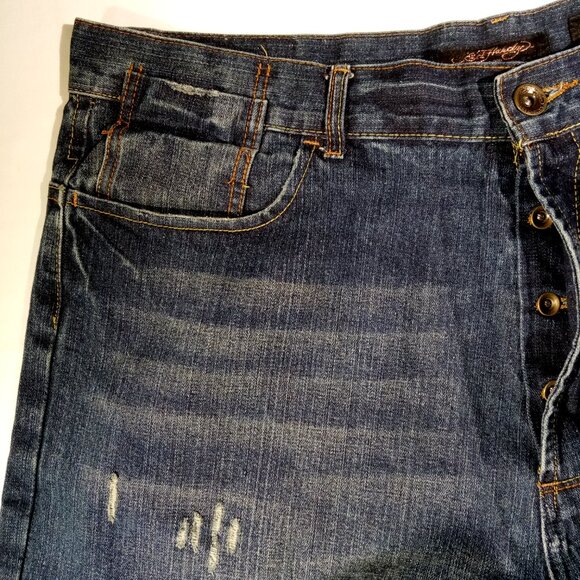 ED HARDY Jeans  sz 42  Gold Pocket Stitch  Button-Fly  Straight-Leg  Bootcut VGC - Picture 10 of 12